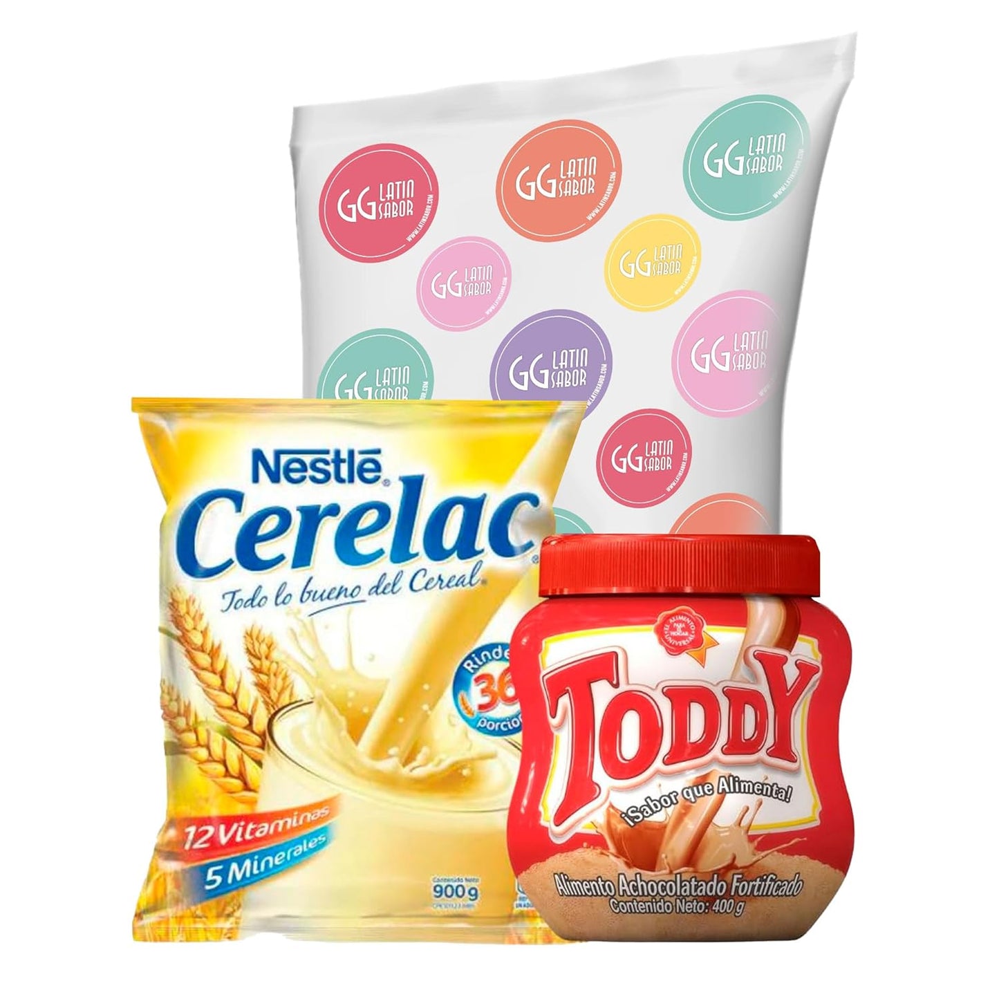 Combo de Bebidas Venezolanas GG Latin Sabor: Cerelac cereal de trigo 900 gr / toddy Chocolate 400 gr