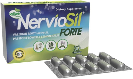 Nerviosil Forte Raíces de valeriana Suplementos dietéticos Extractos de hierbas Flores de la pasión y bálsamo de limón 30 cápsulas