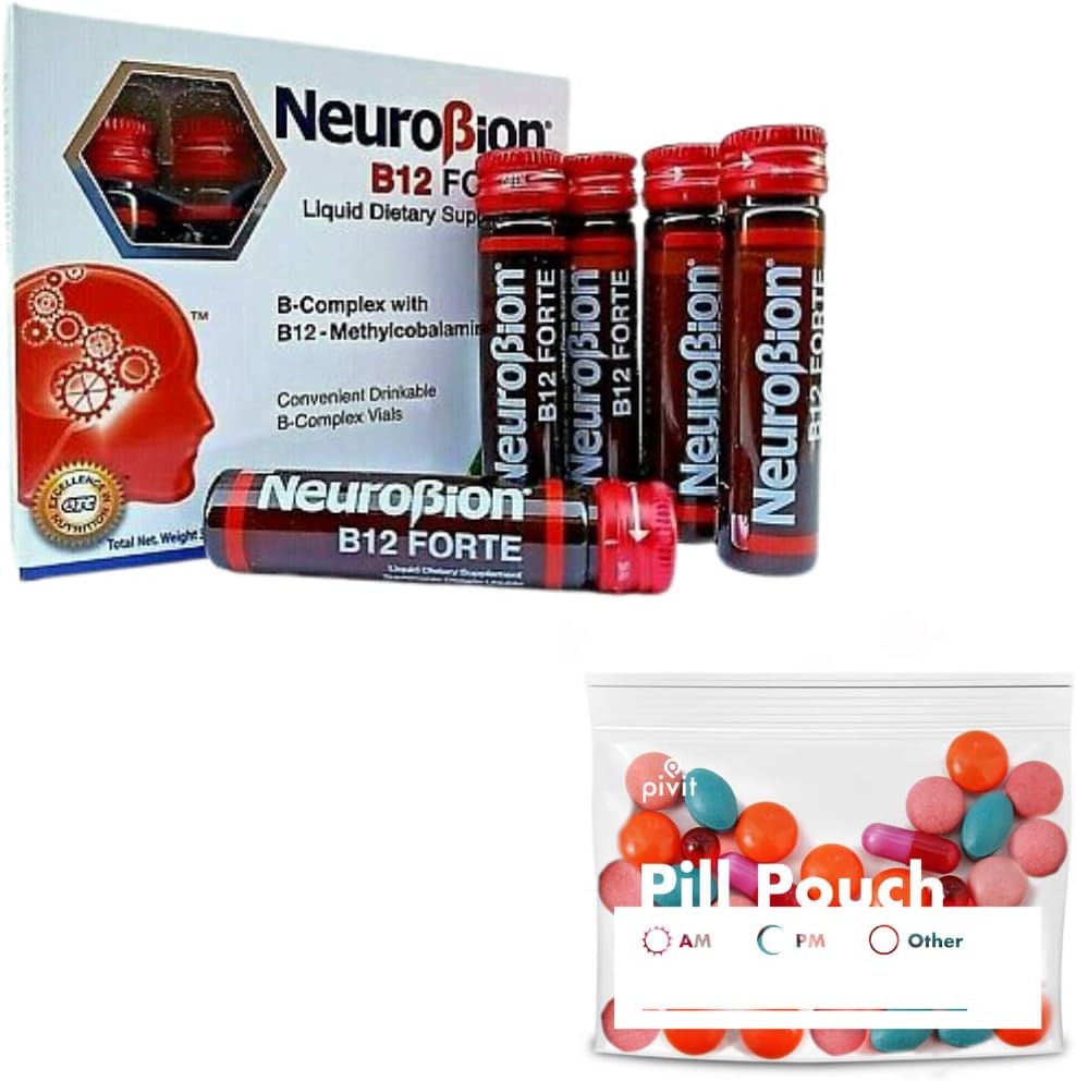 Neurobion Pack B12 Forte 2 Caja 10 Viales x 10 ml + Bolsa Pastillera Transparentes Resellables Homestuff