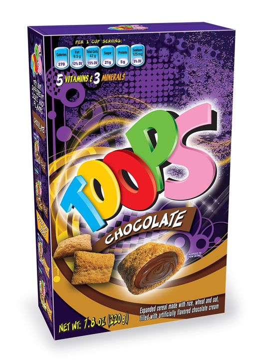 TOOPS Cereal Chocolate, 7.8 oz paquete de 12 unidades