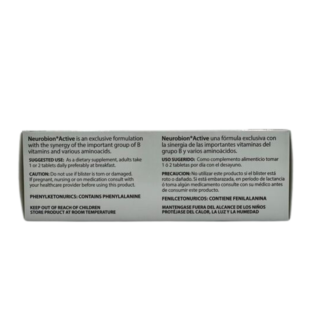 Caja Neurobion Active 30 comprimidos – multivitamina complejo B con aminoácidos – Latin Sabor USA