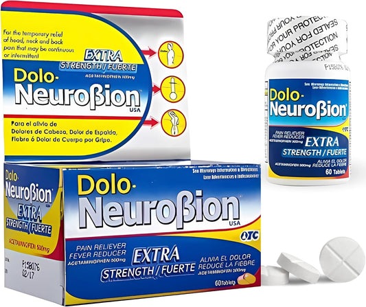 Dolo Neurobion Extra Fuerte. 60 Tablets. Acetaminophen 500 mg