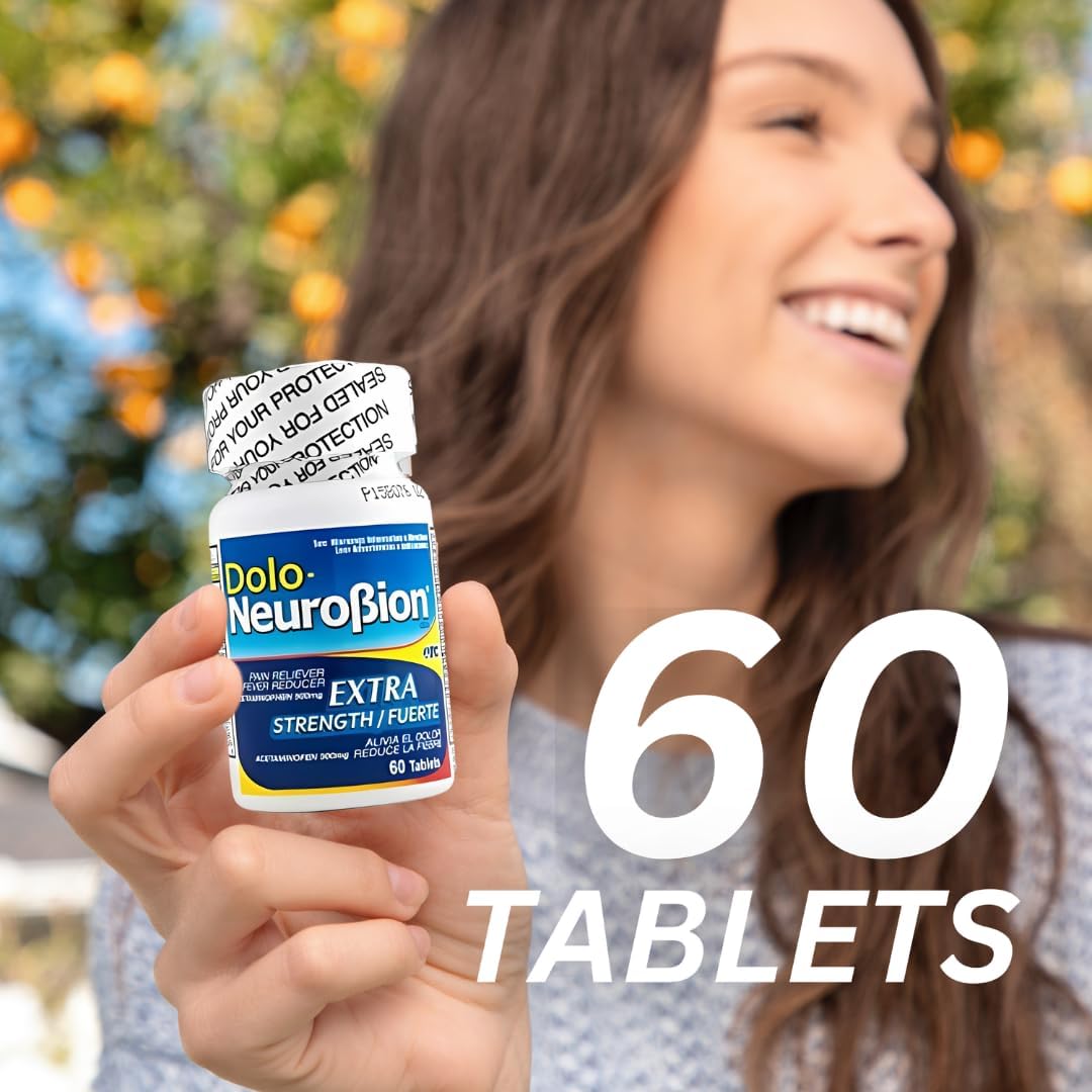 Dolo Neurobion Extra Fuerte OTC: ayuda a reducir la fiebre – acetaminofén 500 mg – 60 tabletas – USA