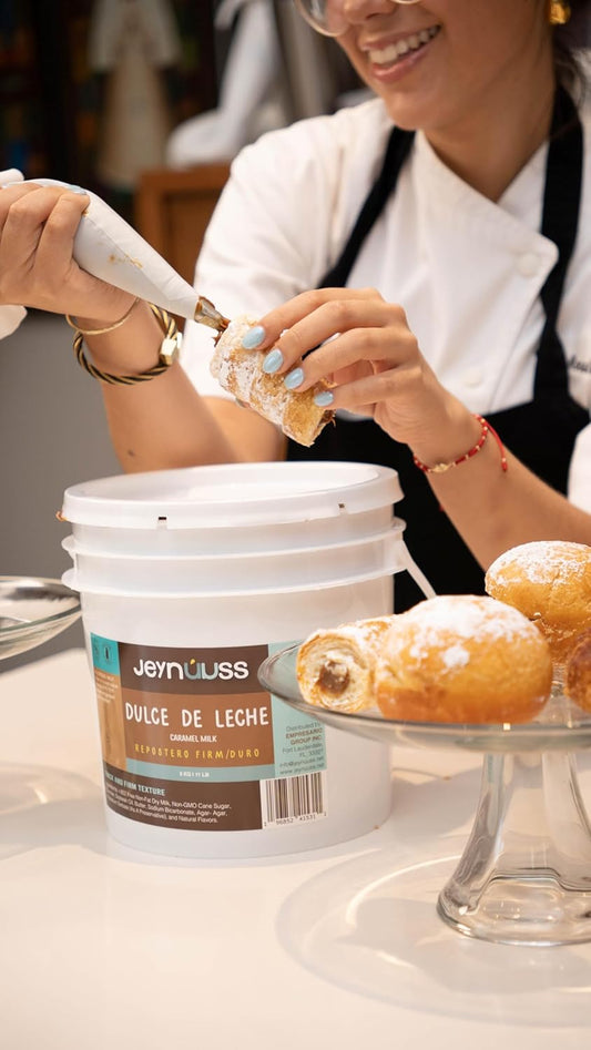 Envase formato bulk 11 lb de dulce de leche Jeynuuss para repostería y panadería en USA