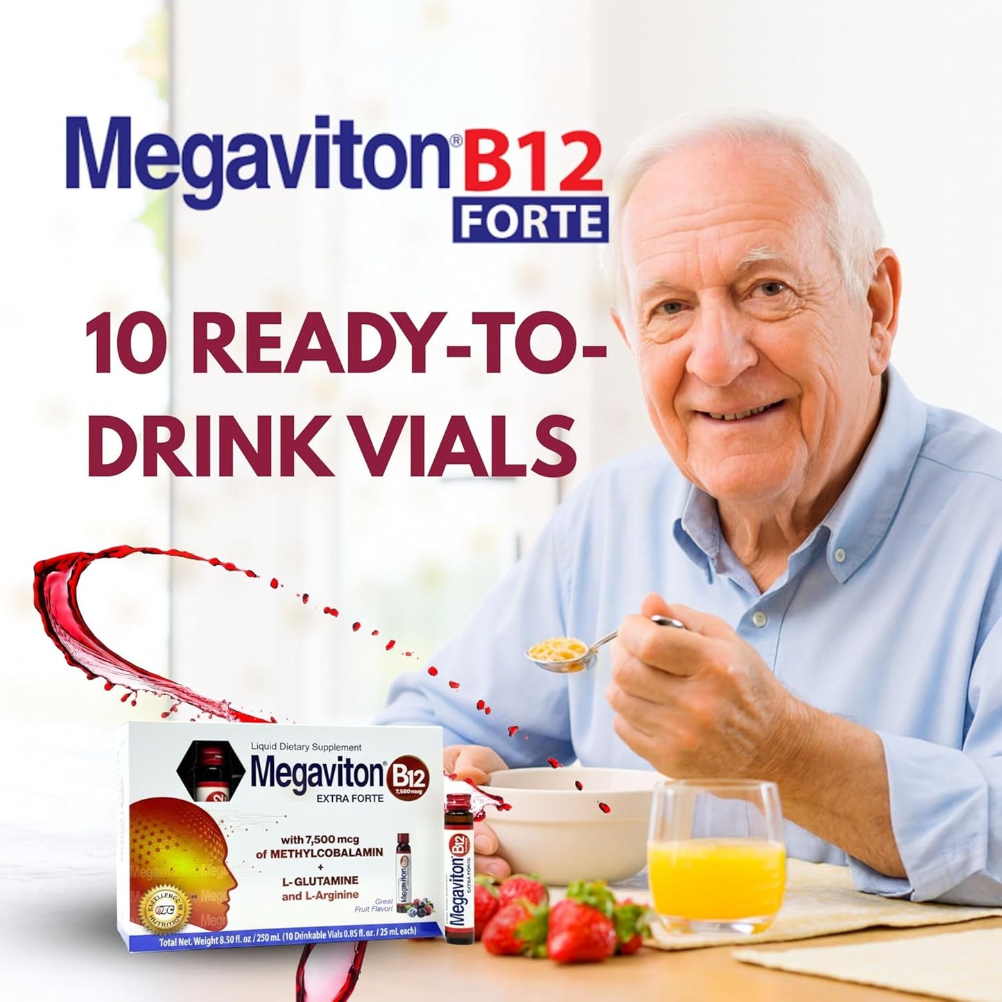 Megaviton B12 Extra Forte 7500 mcg Liquid | 10 Drinkable Vials 8.50 fl oz