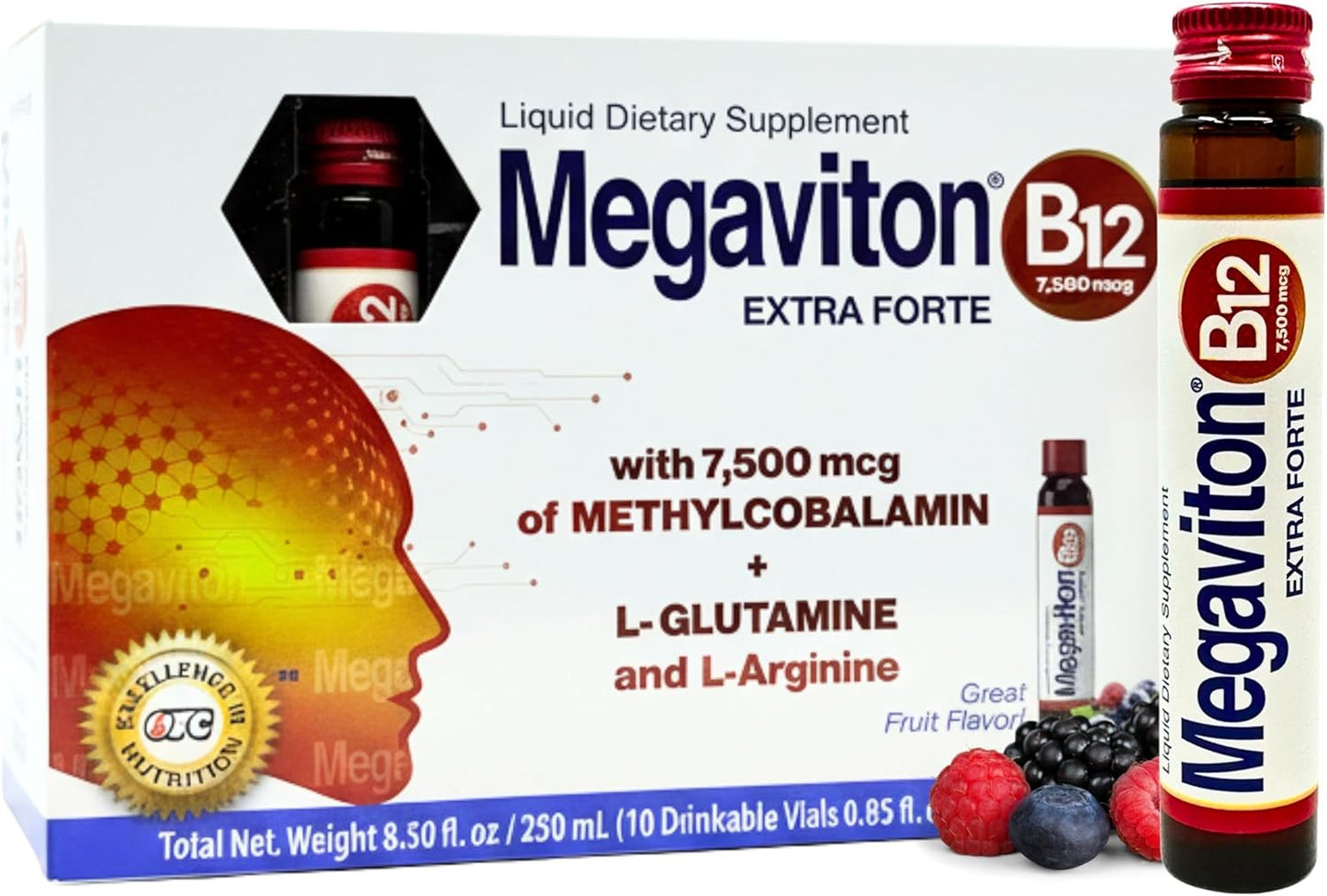 Megaviton B12 Extra Forte 7500 mcg Liquid | 10 Drinkable Vials 8.50 fl oz