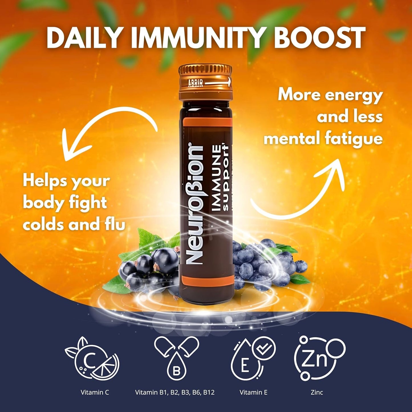 Neurobion Immune Support 10 Vials + Sunlife Vitamin C 1000 mg 20 tablets Orange flavor