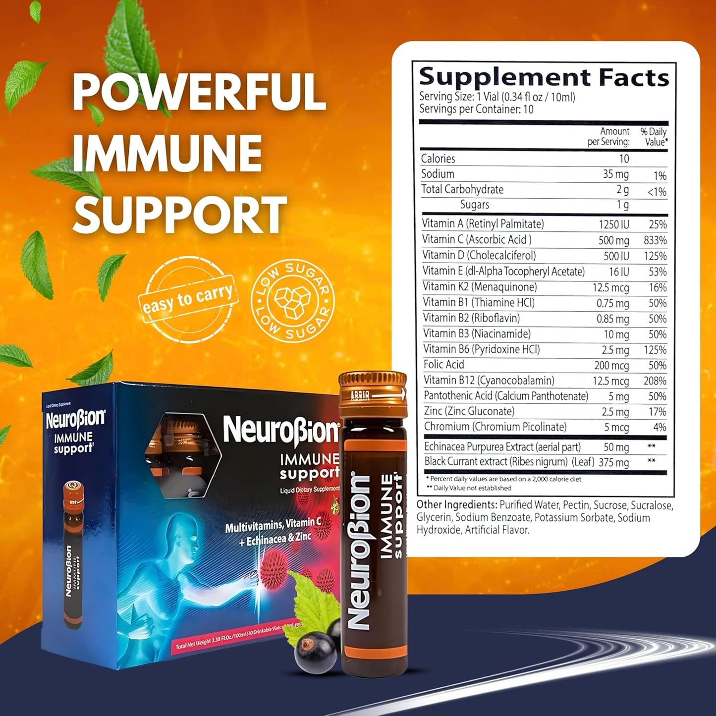Neurobion Immune Support 10 Vials + Sunlife Vitamin C 1000 mg 20 tablets Orange flavor