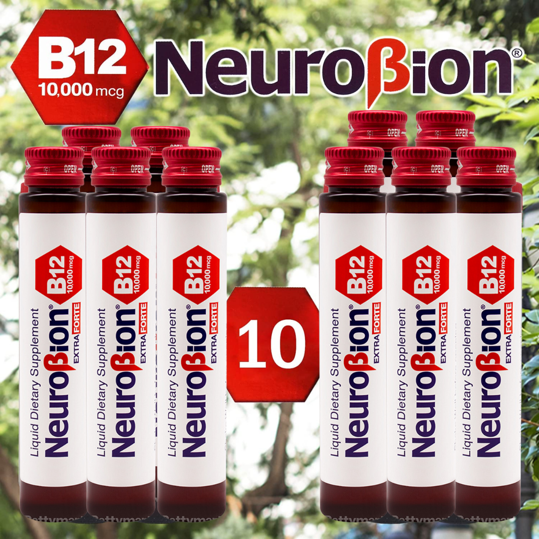 Supplement Facts Neurobion B12 Extra Forte: B12 10,000 mcg + L-Arginine 500 mg + B3 y B5 – USA