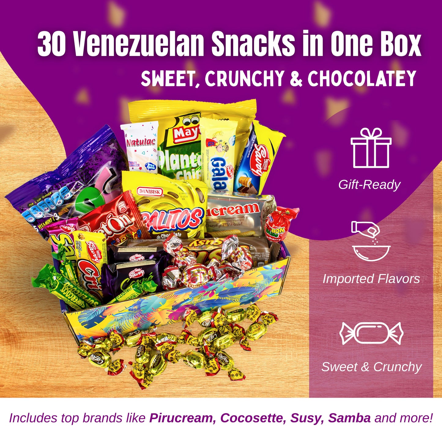 Variety box venezolano Latin Sabor con Toronto, Pirulin y Nucita – 30 unidades – USA