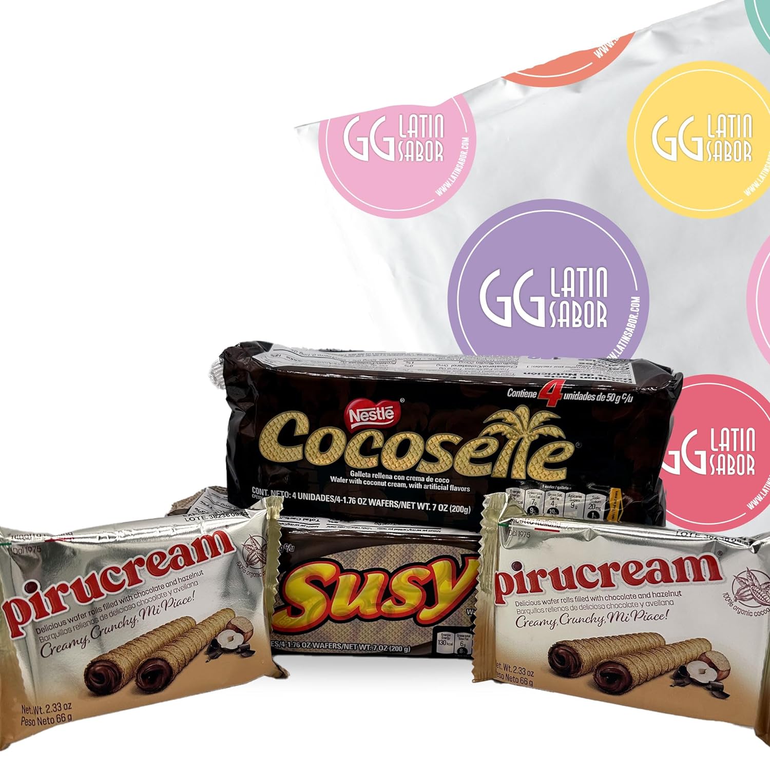 Frontal combo Cocosette Susy Pirucream Savoy – galletas venezolanas wafer – USA