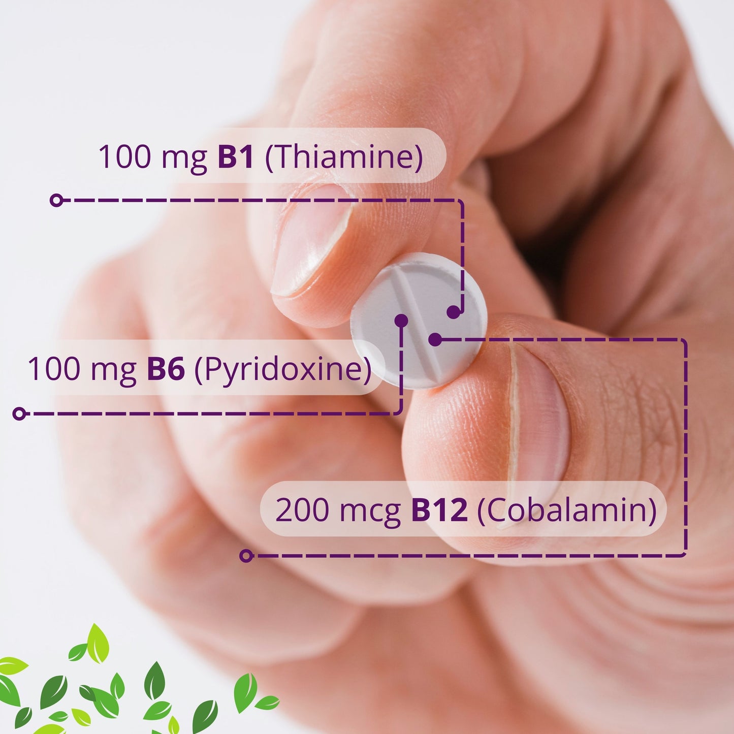 Tableta de Neurobion Clásico con vitaminas B: B1 100 mg, B6 100 mg y B12 200 mcg